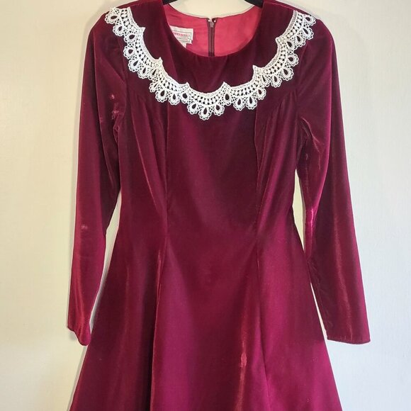 Jessica Mcclintock For Gunne Sax Dresses & Skirts - Vintage Gunne Sax Jessica McClintock Cranberry Red Velvet Dress USA Women Sz 5/6